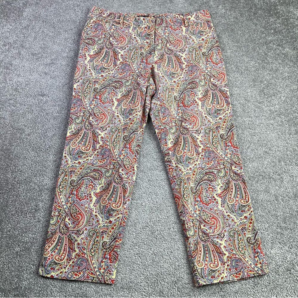 Talbots Signature Paisley Cropped Pants Size 6 Red Blue Print Capri